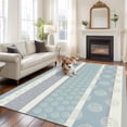 thumbnail image 2 of Farm Fruits Area Rugs 8'x10', Washable Small Throw Rugs for Living Room Patio, Watermelon Lemons Peach Blue Grey Striped Indoor Outdoor Rug Non-Slip Low Pile Carpet Runner Reversible Floor Mats, 2 of 8