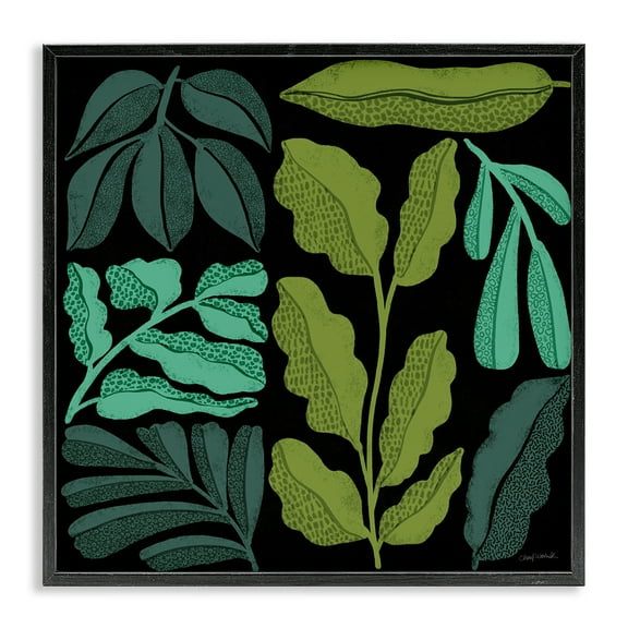 Stupell Industries Plant Sprig Collage Plants & Flowers Painting Black Framed Art Print Wall Art, 12 x 12