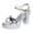 Silver, variant on Women's Metallic High Heels Dressy Sandals Ladies Stylish Leather Platform Chunky Block Heeled Dress Pumps Summer Shoes for Bride Wedding Festival Silver Size 9