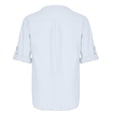 thumbnail image 5 of UVEASISHA Cotton Linen Henley Shirts for Men Roll Up Long Sleeve Button-up Collarless T-Shirt Loose Fit Casual Golf Shirts Summer Lightweight Beach Shirt White M, 5 of 5