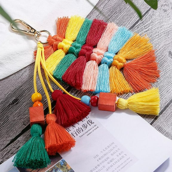 FRCOLOR Tassel Keychain Assorted Bag Pendant for Decoration Perfect for Handbag Backpack 6.3 Inches