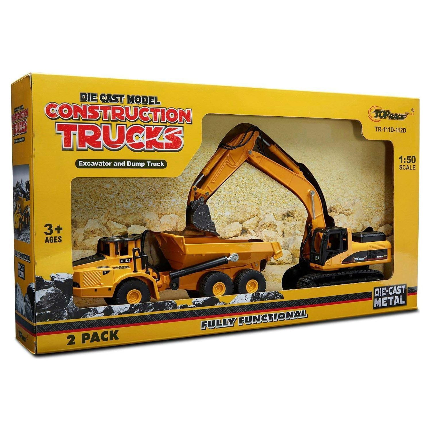 Top Race Diecast Metal Construction Truck and Excavator Toy Set for Kids 8+ - Walmart.com Top Race Diecast Metal Construction Truck and Excavator Toy Set for Kids 8+ - Walmart.com