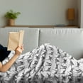 thumbnail image 3 of Charcoal Soft Flannel Fleece Throw Blanket, Monochromatic Cat Lover Pattern with Playful Kittens Print, Cozy Plush for Indoor and Outdoor Use, 70" x 90", Charcoal Grey and White, by Ambesonne, 3 of 5