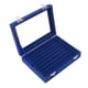 thumbnail image 4 of Caja para presentación de joyas, 7 ranuras, vitrina de almacenamiento de anillos de terciopelo con tapa transparente para anillos, joyas, pendientes, collar, azul, 4 of 5