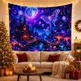 thumbnail image 3 of Fantasy Cottage with Moon and Butterfly Scene, Dreamy Fantasy for Art Lovers, Mystical Landscape Wall Decor, Halloween Gift, Tapestry Wall Hanging for Bedroom and Living Room, 3 of 7