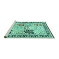 thumbnail image 2 of Ahgly Company Machine Washable Indoor Square Persian Turquoise Blue Traditional Area Rugs, 6' Square, 2 of 4