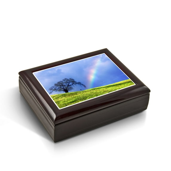 Natures Wonders - A Rainbow Is Born Tile Musical Jewelry Box - Somewhere Over the Rainbow