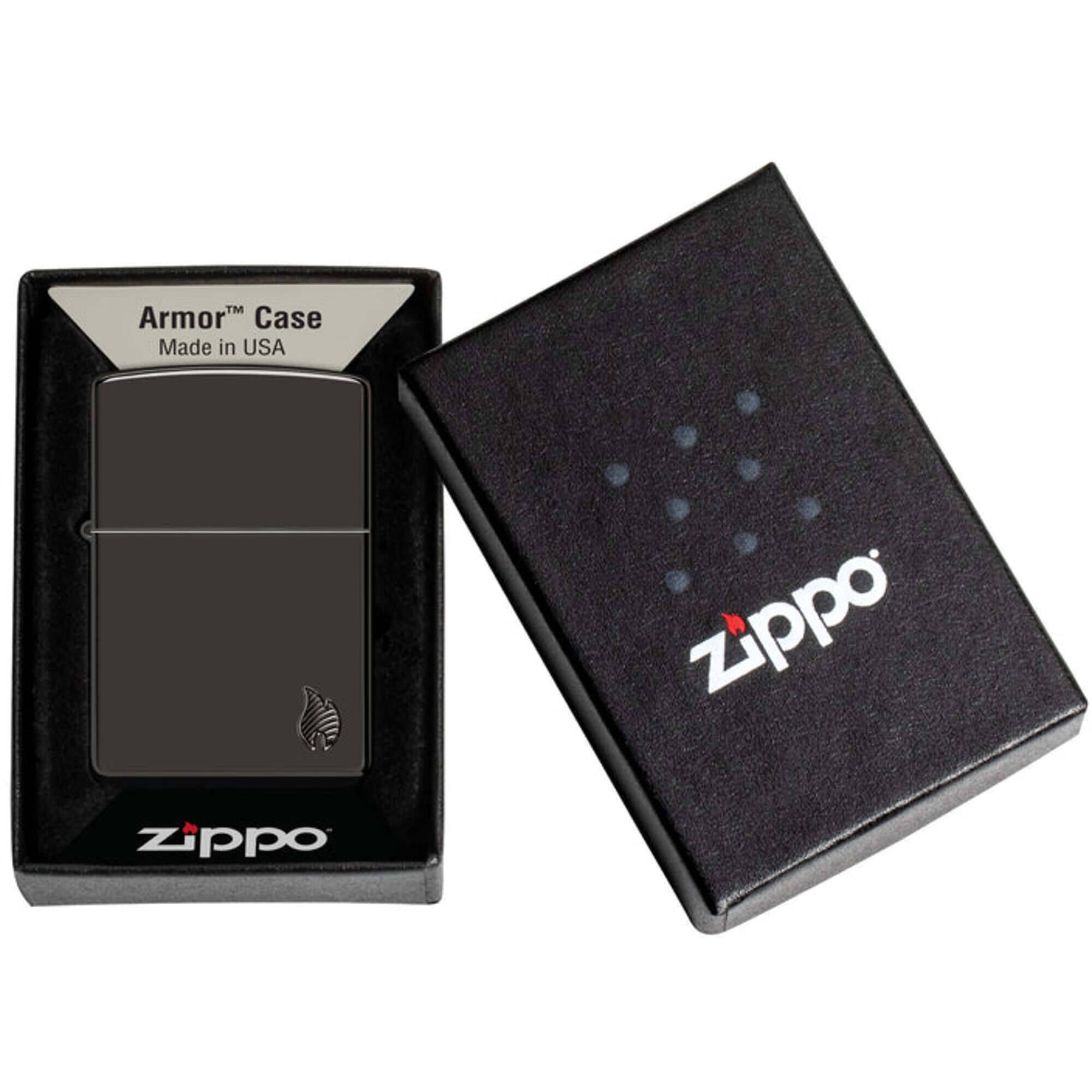 Zippo 46402 Armor High Polish Black Flame Windproof Design Lighter