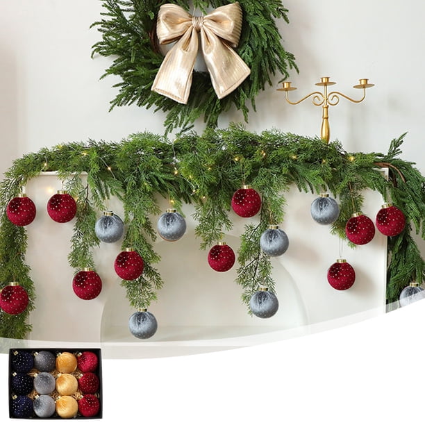 Bola de Navidad Envuelta En Tela, Colgante Decorativo, Adorno de Tela Navideña, Bola Decorativa para Árbol de Navidad