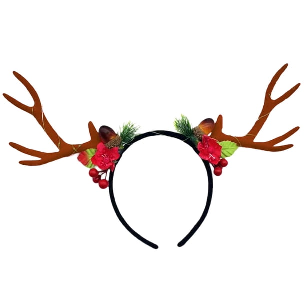 Diadema navideña, disfraz navideño, , aro de pelo de reno, adorno navideño para la cabeza para mujeres, niñas, fotos de Halloween en la playa Café