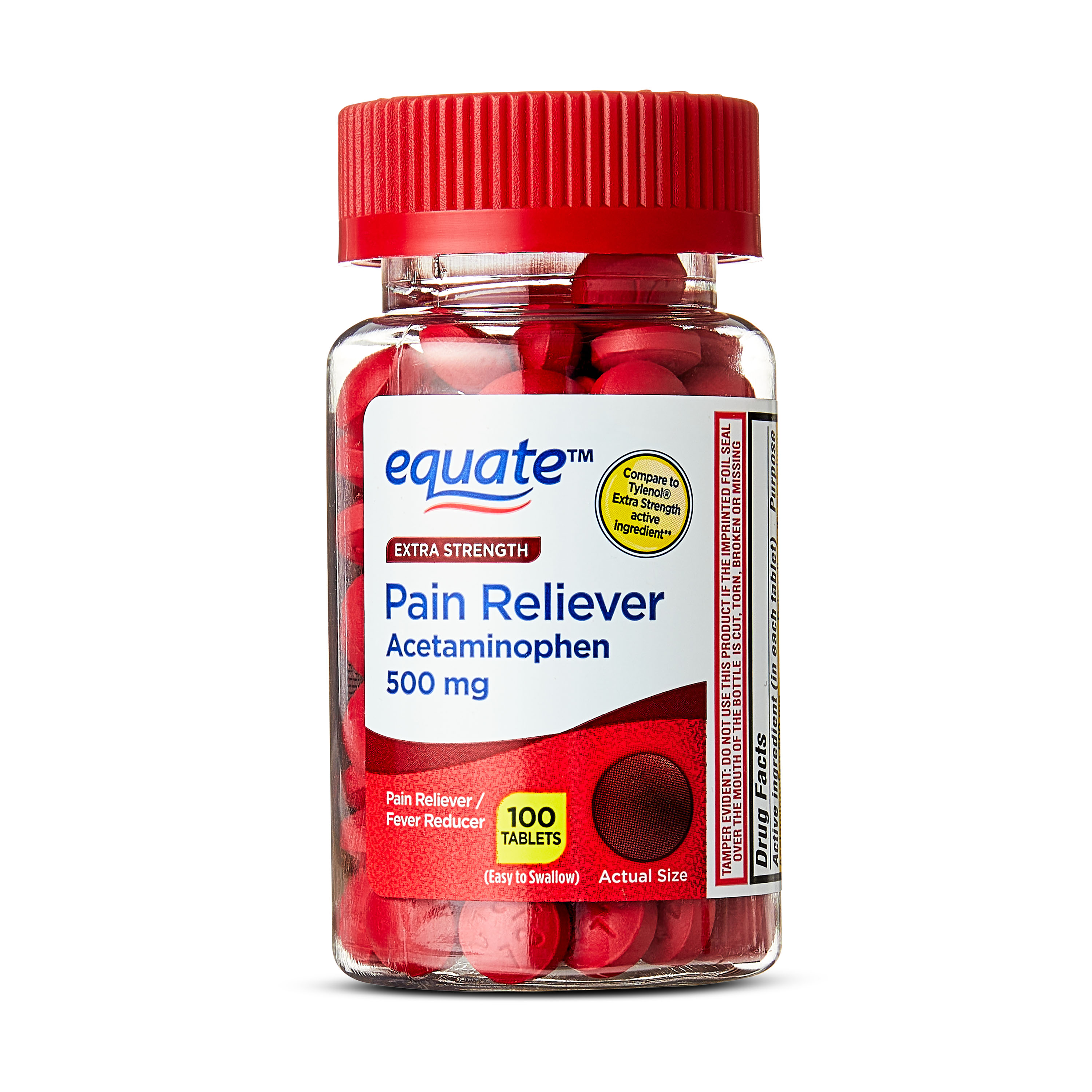 (paquete de 4) Equate Alivio del Dolor de Fuerza Extra Acetaminofén Caplets, 500mg, Alivio del Dolor/Reductor de Fiebre, 100 unidades, Comparar con el Ingrediente Activo de Tylenol® Fuerza Extra 2