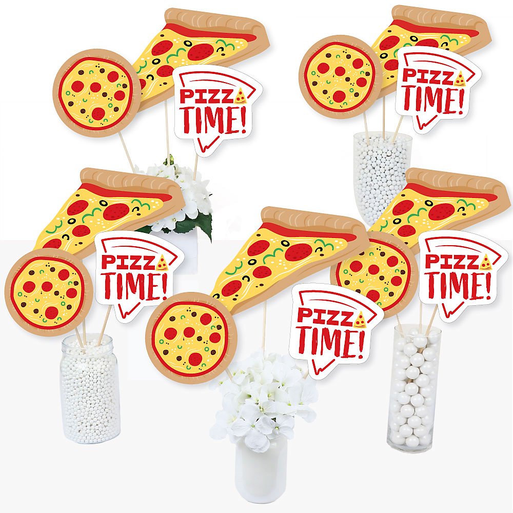 Pizza Party Time Baby Shower or Birthday Party Centerpiece Sticks