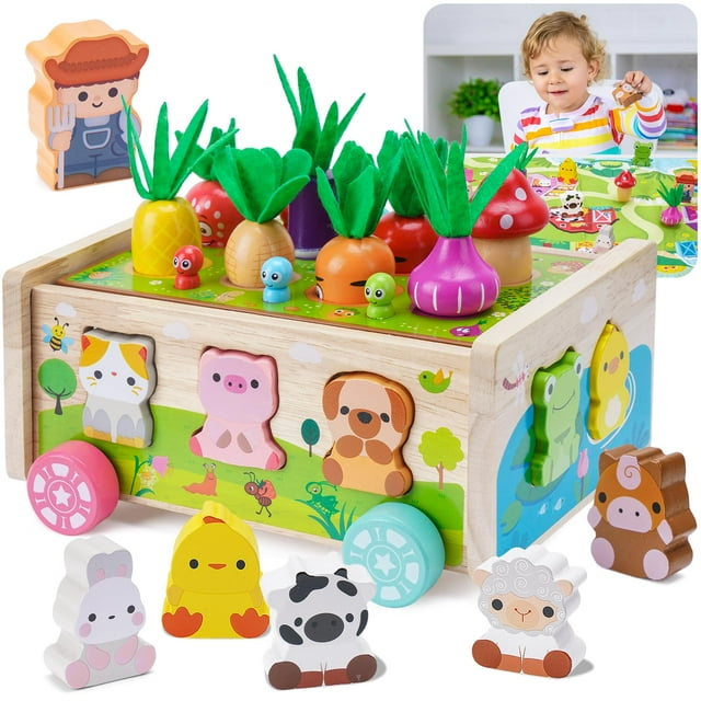 Juguete Montessori Wooden Farm KMTJT para bebés de 12 a 18 meses