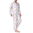 thumbnail image 2 of Sikiie Easter Colorful Rabbit Mens Pajama Set, Soft Warm Long Sleeve Sleepwear, Cozy Button-Down Pjs for Men-Large, 2 of 7