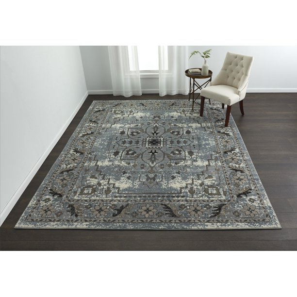 VCNY Home Victoria Grey Medallion Frise Area Rug, 23" x 60", Grey