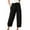 Black, variant on Meichang Womens Cotton Linen Capri Pants 2023 Casual Summer Elastic Waist 3/4 Pant with Pockets Drawstring Below Knee Shorts