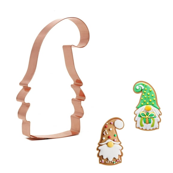 Holiday Gnome Cookie Cutter, 2.75 x 5 inches, Handcrafted Copper by The Fussy Pup