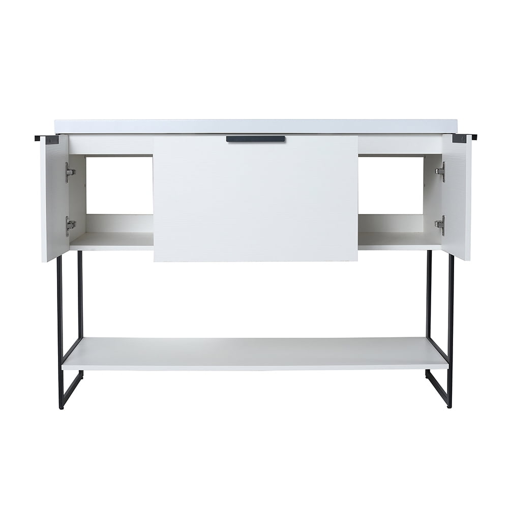 Kepooman 47" Modern Floating Bathroom Vanity, Free Standing Cabinet with Doors and Drawer, White Straight Grain Kepooman 47" Modern Floating Bathroom Vanity, Free Standing Cabinet with Doors and Drawer, White Straight Grain