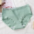 thumbnail image 2 of Jalioing Cotton Briefs Underwear for Women Ribbed Mid Waist Full Coverage Ribbed Panties Soft Breathable Underpants, 2 of 3