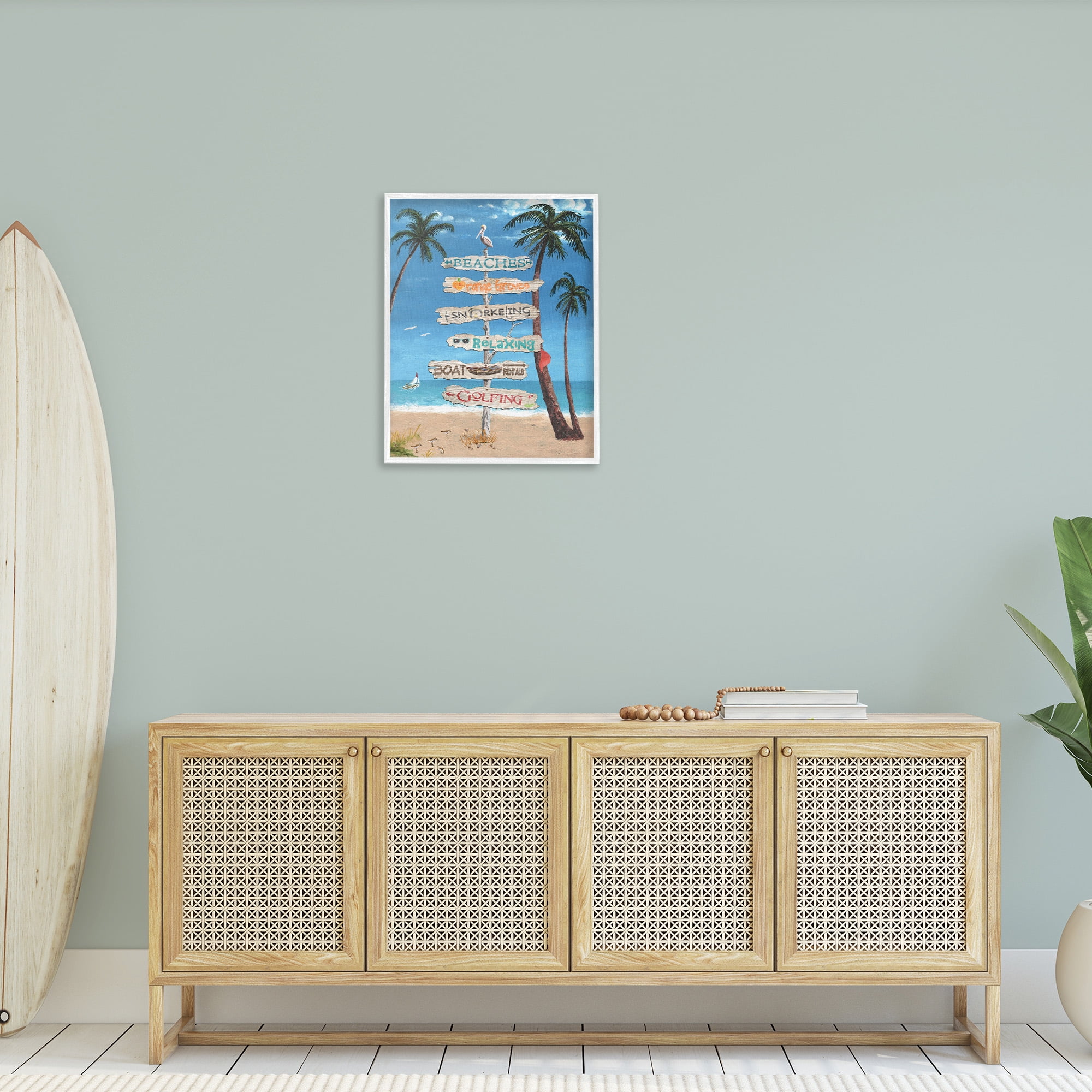 Stupell Industries Summer Fun Activities Landscape Painting White Framed Art Print Wall Art, 24 x 30