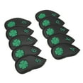 thumbnail image 3 of Juego de 10 fundas para cabezas de palos de golf con patrón de trébol de cuatro hojas, de poliuretano, impermeables y delicadas, para la mayoría de palos, color negro, 3 of 15