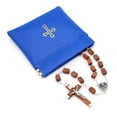 thumbnail image 4 of Squeeze Top Rosary Pouch Blue Vinyl with Gold Cross Imprint, 4 of 4