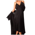 thumbnail image 1 of AWZXDE Robe en Soie Glacée pour Femme, Couleur Unie, Simple, Décontractée, Polyvalente, Mode, Extra Longue, Manches Longues, Pyjama, Tenue d'Intérieur pour Journées Douillettes, Noir, P, 1 of 9