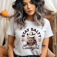 thumbnail image 2 of Women's Graphic T-Shirt Stay Salty Cowgirl Western Christian Tee – White, Short Sleeve, White, Size S, 2 of 6