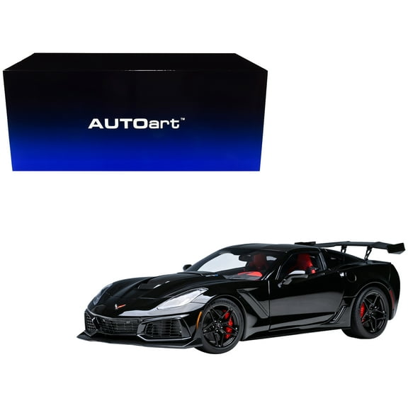 2019 Chevrolet Corvette C7 ZR1 Black with Carbon Top 1/18 Model Car by Autoart
