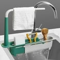 thumbnail image 5 of Frusde Adjustable Telescopic Sink Storage Rack Holder, Sink Organizer Tray Sponge Soap Holder Storage Drain-Green, 5 of 6