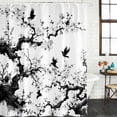 thumbnail image 2 of Chinese Painting Shower Curtain, Waterproof Shower Curtains for Bathroom, Traditional Culture Cool Bird Tree Branch Washable Fabric Bathtub Curtain Set Bath Decor with 12 Hooks Long 72"x84", 2 of 8