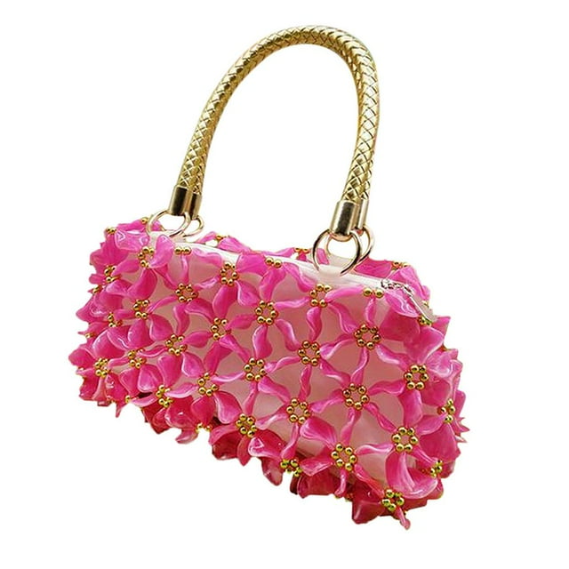 Kit de bolso hecho a mano Hugo Bricolaje con hilo de aguja Mango dorado Rosa roja