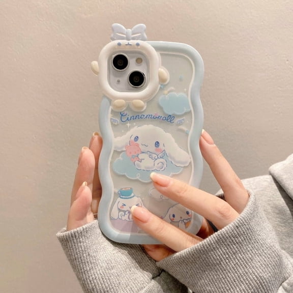 Cinnamoroll cartoon wave monster bracelet phone case for Iphone16 Pro Max/16 Plus/16 Pro/15/14/13/12/11 stand protective cover