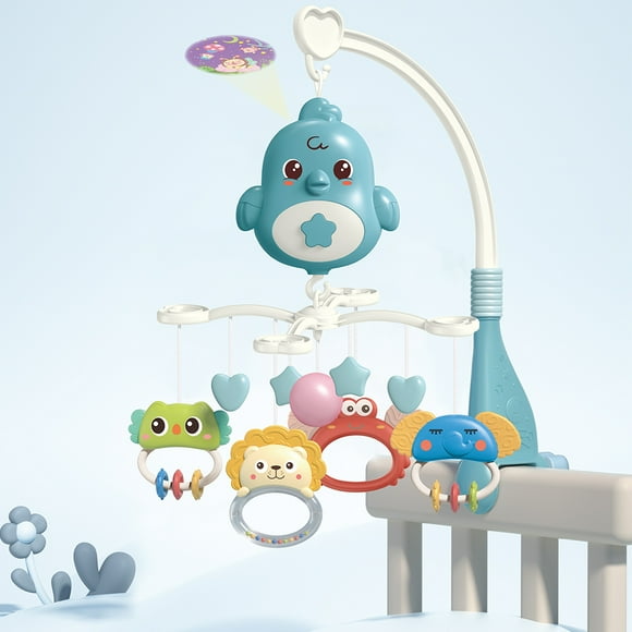 Mobile Cute Baby Crib Mobile with Music Star Projection Hanging Rotating Toys Baby Crib Toys 20 Lullabies Infant Bed Decoration for Baby Boys Girls Blue