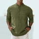 thumbnail image 1 of Blusa y camisa de manga larga con cuello alto para hombre, informal, a la moda, de color liso, transpirable, de manga larga, con cuello alto y bolsillo con botones, blusa de poliéster para hombre, 1 of 9