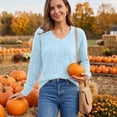 thumbnail image 5 of Women's Sweaters V Neck Ribbed Knit Long Sleeve Loose Fit Soft Lightweight Pullover Sweater Tops Cozy Fall Winter Basic Knitwear for Ladies Trendy, 5 of 6