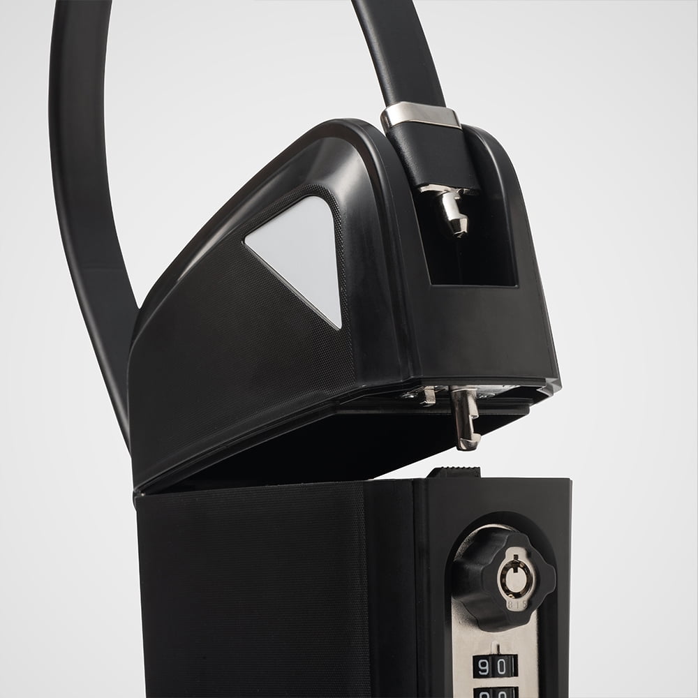 SAFEGO Portable Indoor/Outdoor Lock Box Safe with Key and Combination Access (Compact, Black)