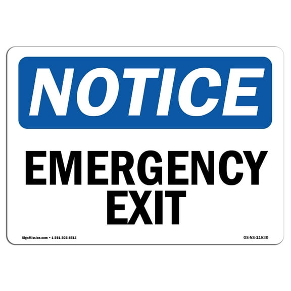 OSHA Notice Sign - Emergency Exit | Plastic Sign | Protect Your Business, Construction Site, Warehouse & Shop Area |  Made in the USA