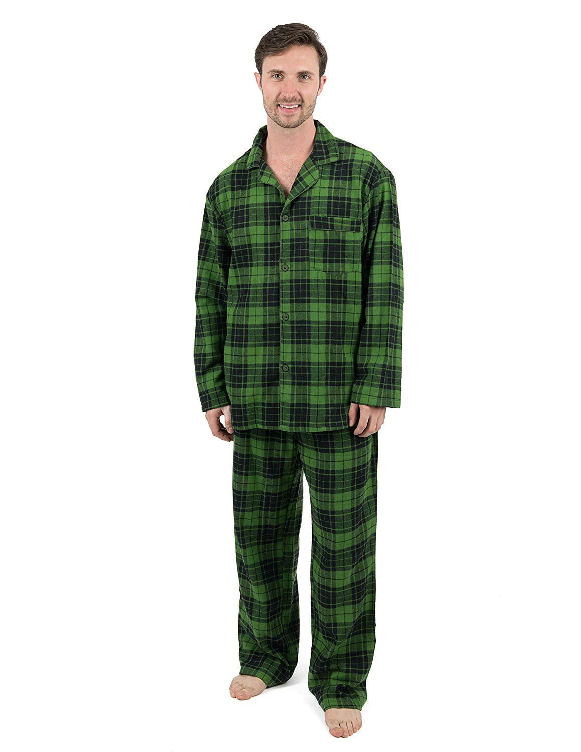 Leveret Mens Pajamas Flannel Pjs 2 Piece Christmas Pajama Set Red/Green ...