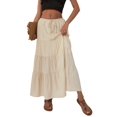 thumbnail image 3 of Faldas Largas Escalonadas para Mujer, Plisadas, en Forma de A, con Cintura Elástica Ajustable y Cordón Ajustable, Falda Larga . Beige M, 3 of 10