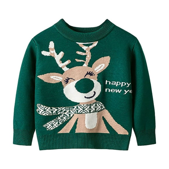 FhsagQ Sweater Christmas Sweater for Girls Autumn/Winter Children's Cartoon Christmas Deer for Baby Girls Pullover Sweater for Boys and Girls Xmas Sweater for Girls Sweater for Girls 7-8 Green 3Y