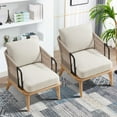 thumbnail image 6 of Bonzy Home Braid Accent Chair, Mid-Century Modern Armchair with Metal Armrests & Wood Frame, Braided Backrest for Living Room, Bedroom, 6 of 7