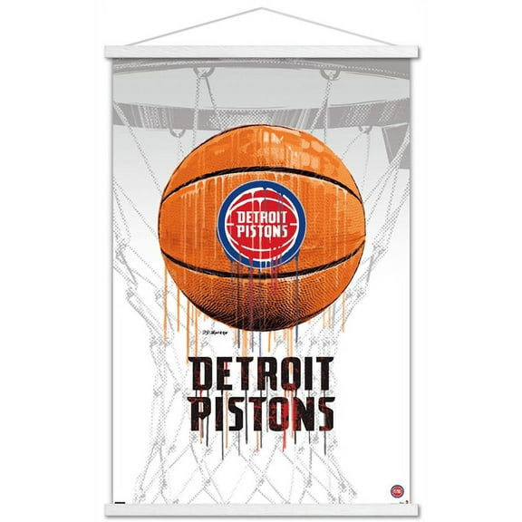 NBA Detroit Pistons - Drip Basketball 21 Wall Poster with Wooden Magnetic Frame, 22.375" x 34"