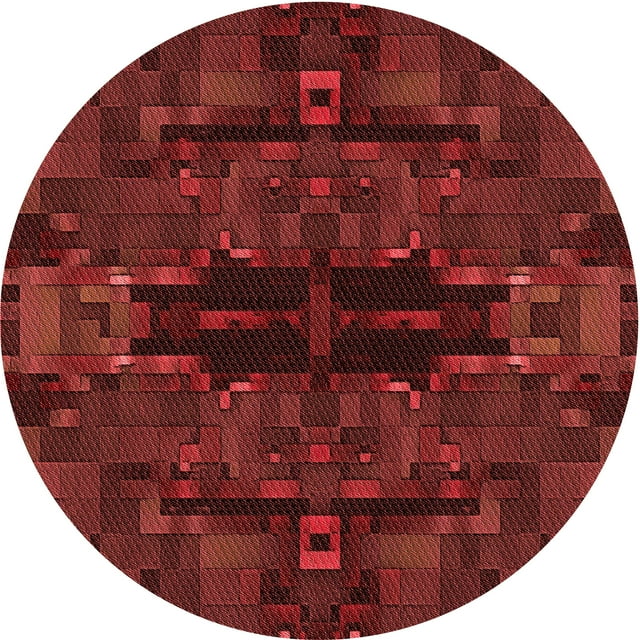 Ahgly Company Tapis Rond Lavable en Machine Intérieur Transitionnel Rouge Foncé, 4 Pieds Rond