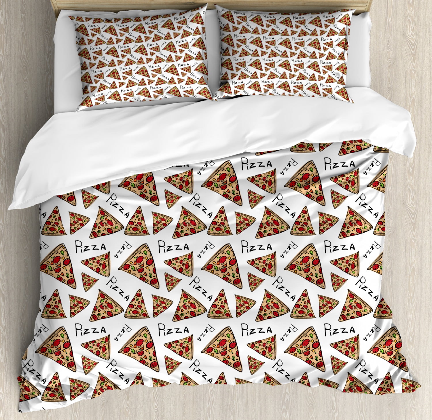 Pizza Print Pattern Duvet Cover Bedding Set