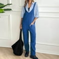 thumbnail image 5 of Ltctricy Womens Fleece Overalls Baggy Warm Wide Leg Jumpsuits Comfy Fuzzy Sleeveless Soft Rompers with Pocket, 5 of 7
