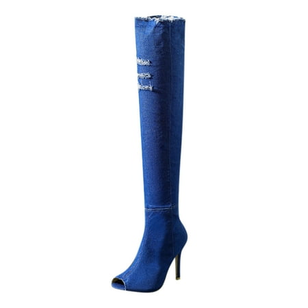 

Little Girl Knee High Boots Hot Fashion Women s High Heel Boots Spring And Autumn Open Toe Over The Knee Tight High Heel Boots Jeans Boots Thigh High Boots for Women