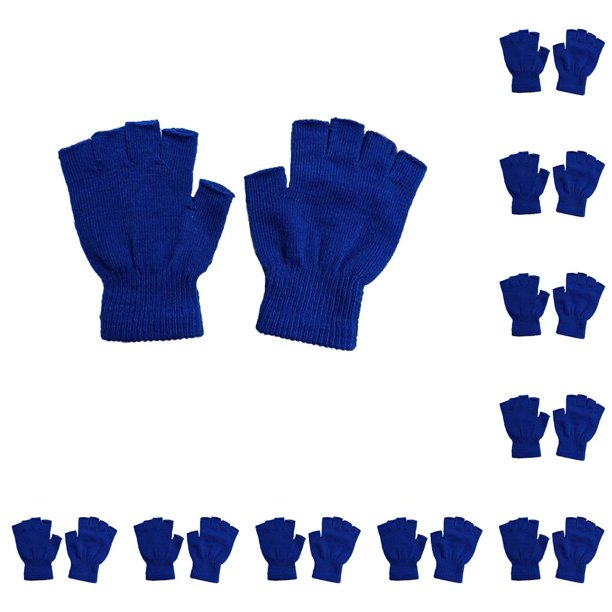 Qarigey 1 par de guantes sin dedos, estilo sencillo, accesorio de ropa para hombres y mujeres, calentador de manos térmico cómodo para Azul real 10Conjunto