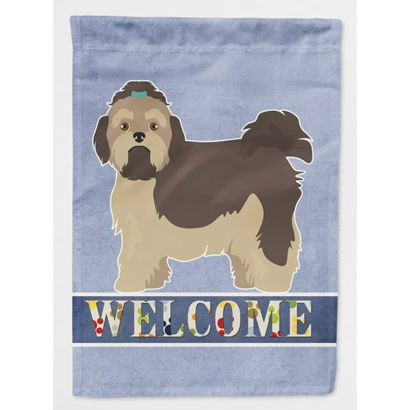 Carolines Treasures CK3675CHF Russian Tsvetnaya Bolonka Lap Dog  Welcome Flag Canvas House Size  Large multicolor