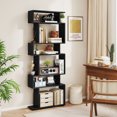 thumbnail image 4 of Gymax 2PCS 6-tier Storage Bookshelf Tall Display Shelf w/ Anti-toppling Kits Black, 4 of 10